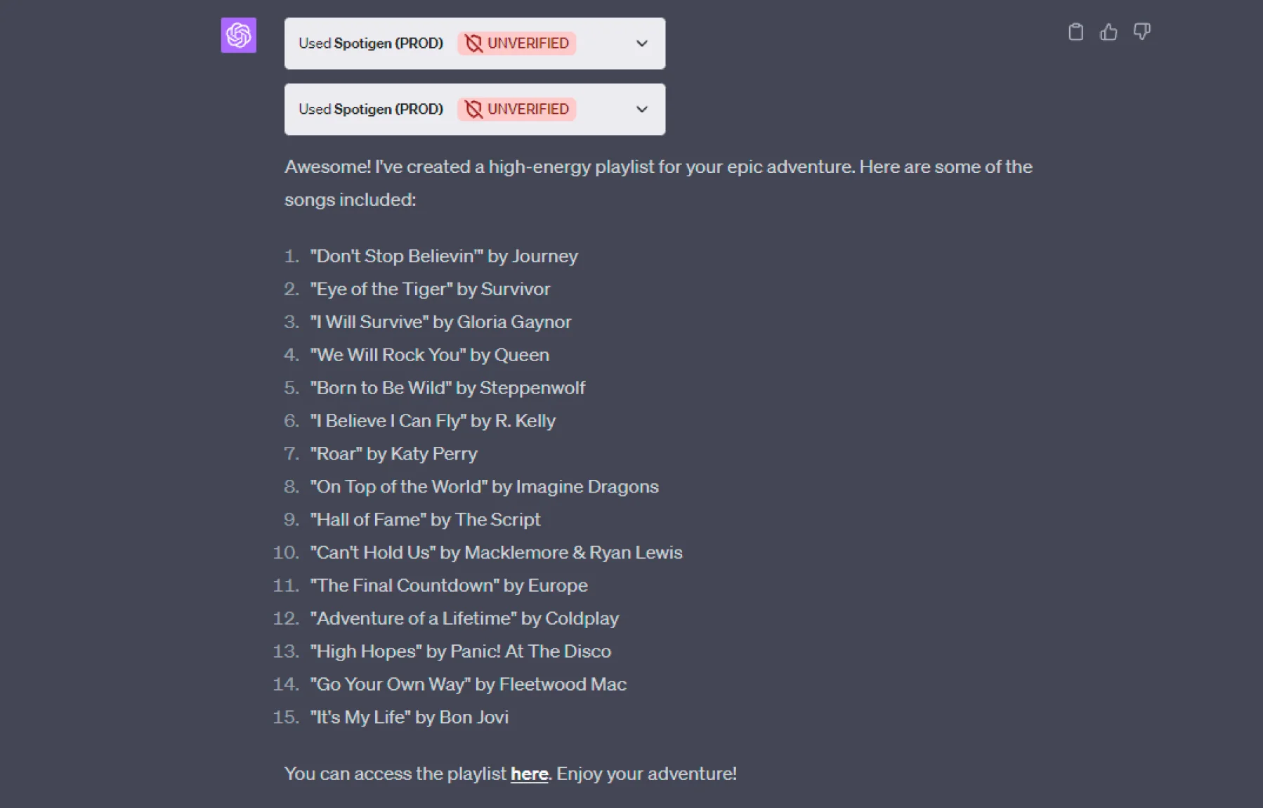 Generated playlist