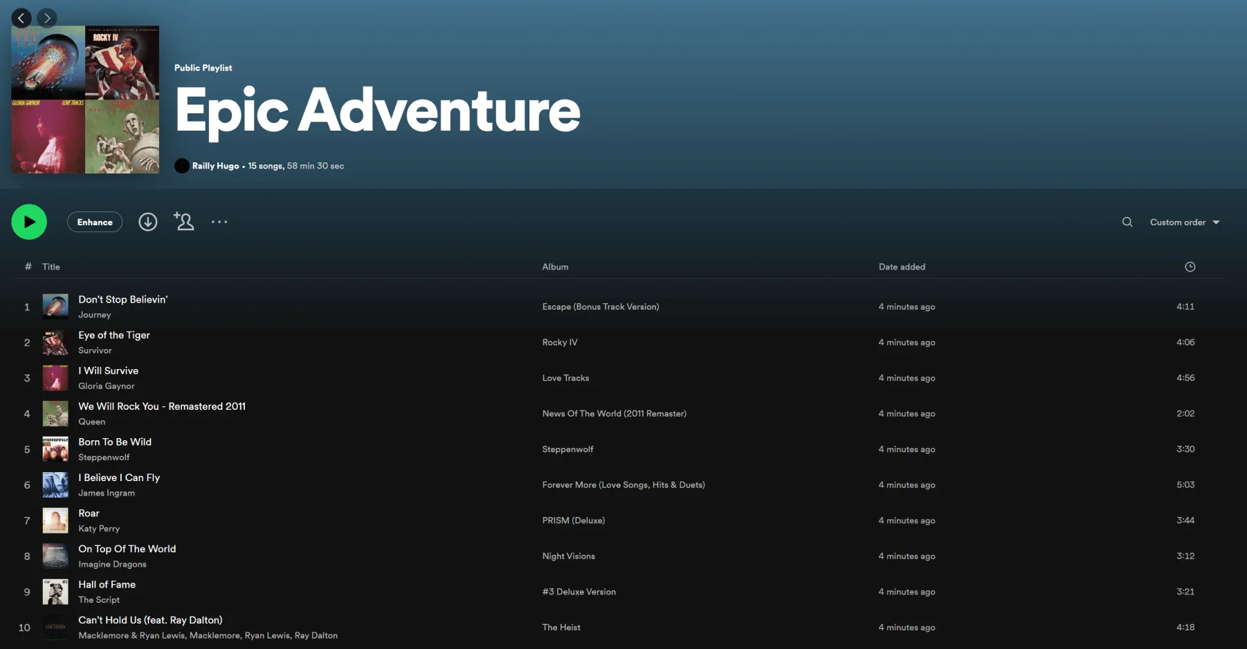 Listening to playlist